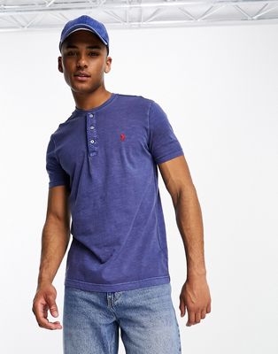 Polo Ralph Lauren icon logo slub jersey Henley T-shirt in navy