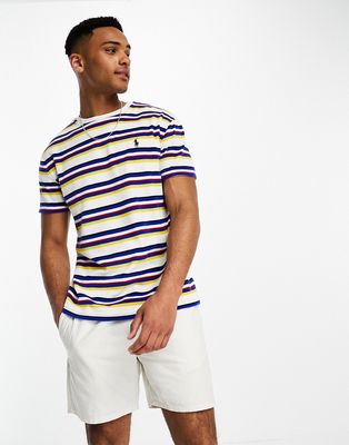 Polo Ralph Lauren icon logo stripe terry T-shirt in white