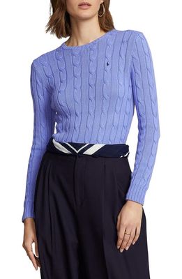 Polo Ralph Lauren Julianna Cable Stitch Pima Cotton Sweater in Hunter Navy