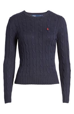 Polo Ralph Lauren Julianna Pima Cotton Cable Sweater in Hunter Navy