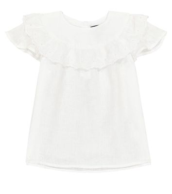 Polo Ralph Lauren Kids Broderie anglaise linen top