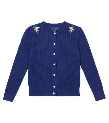 Polo Ralph Lauren Kids Embroidered cable-knit cardigan