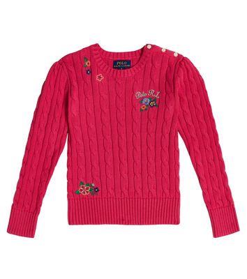 Polo Ralph Lauren Kids Embroidered cable-knit sweater