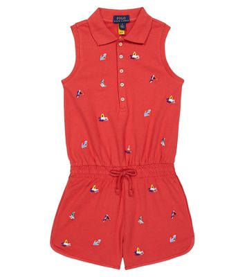 Polo Ralph Lauren Kids Embroidered cotton playsuit