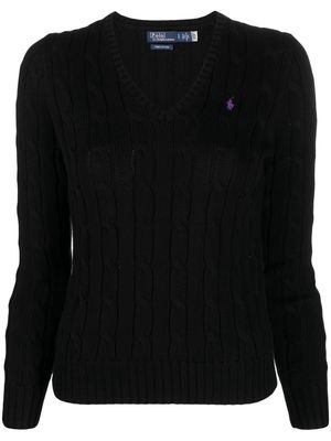 Polo Ralph Lauren Kimberly Polo Pony cable-knit jumper - Black