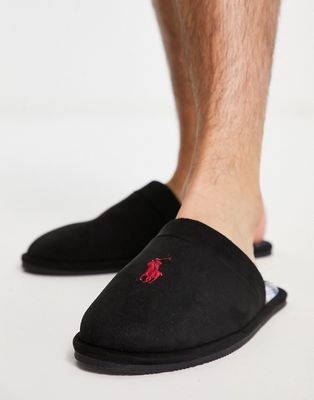 Polo Ralph Lauren klarence mule slippers in black and red