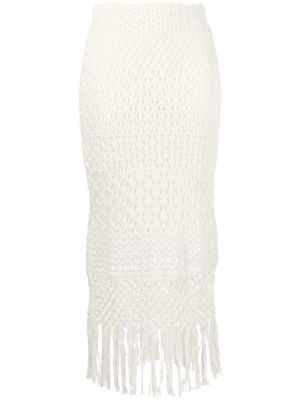 Polo Ralph Lauren knit fringed midi skirt - White