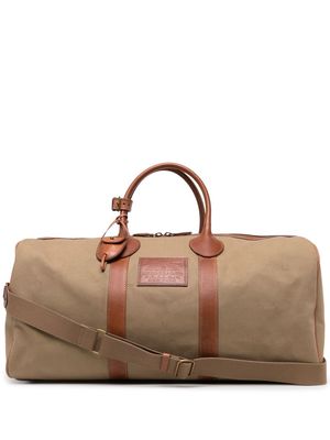Polo Ralph Lauren large logo-patch duffle bag - Brown