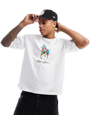 Polo Ralph Lauren large multi player logo print T-shirt oversized fit in white