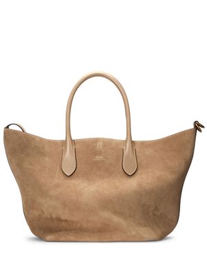 Polo Ralph Lauren logo-debossed leather tote bag - Neutrals