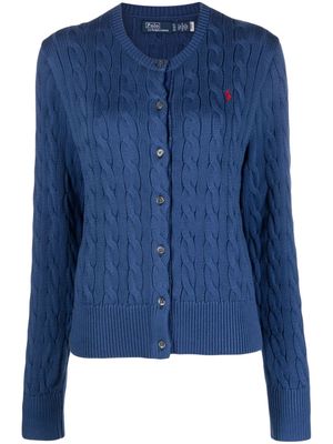 Polo Ralph Lauren logo-embroidered cable-knit cotton cardigan - Blue