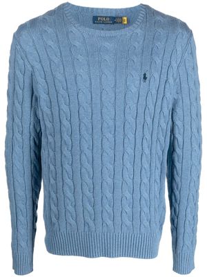 Polo Ralph Lauren logo-embroidered cable-knit sweatshirt - Blue