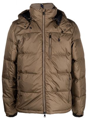Polo Ralph Lauren logo-embroidered down puffer jacket - Brown