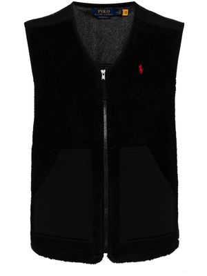 Polo Ralph Lauren logo-embroidered faux-shearling gilet - 003 BLACK