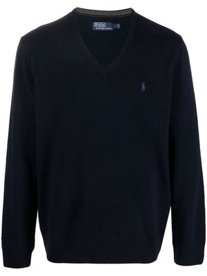 Polo Ralph Lauren logo-embroidered V-neck jumper - Blue