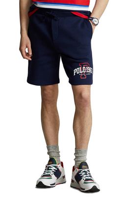 Polo Ralph Lauren Logo Graphic Fleece Sweat Shorts in Navy