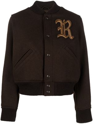 Polo Ralph Lauren logo-patch button-up bomber jacket - Brown