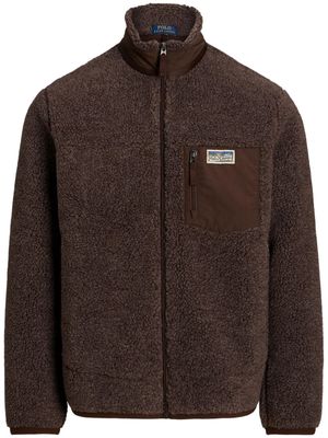 Polo Ralph Lauren logo-patch deep-pile bomber jacket - Brown