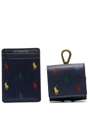 Polo Ralph Lauren logo-print cardholder airpods set - Blue