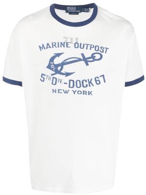 Polo Ralph Lauren logo-print contrasting-border T-shirt - White