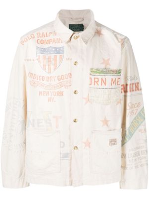 Polo Ralph Lauren logo-print shirt jacket - Neutrals