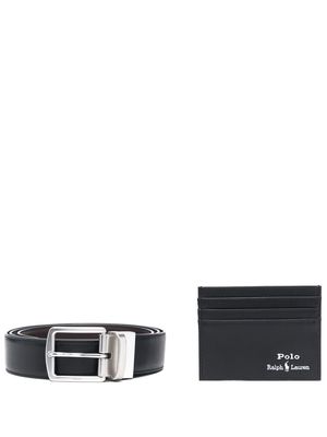 Polo Ralph Lauren logo-stamp cardholder and belt set - Black