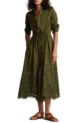 Polo Ralph Lauren Long Sleeve Cotton Twill Shirtdress in New Olive