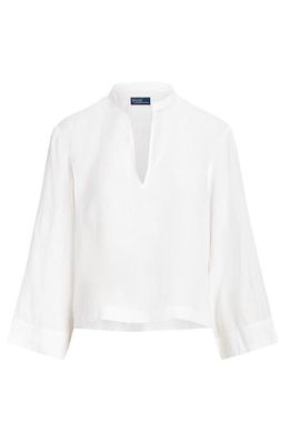 Polo Ralph Lauren Long Sleeve Linen Blouse in White