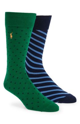 Polo Ralph Lauren Men's Dot 2-Pack Stretch Cotton Blend Socks in Brigt Green