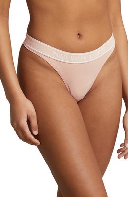 Polo Ralph Lauren Mid Rise Cotton Blend Thong in Clay