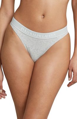 Polo Ralph Lauren Mid Rise Cotton Blend Thong in Heather Grey