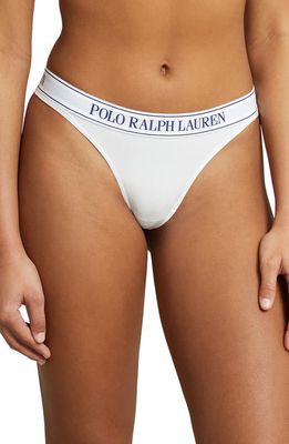 Polo Ralph Lauren Mid Rise Cotton Blend Thong in White