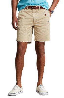 Polo Ralph Lauren Montauk Embroidered Twill Shorts in Classic Khaki With Parrot