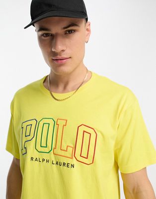 Polo Ralph Lauren multi logo oversized fit T-shirt in yellow