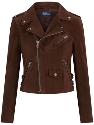 Polo Ralph Lauren notched-collar suede biker jacket - Brown