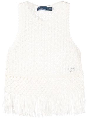 Polo Ralph Lauren open-knit fringed top - White