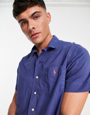 Polo Ralph Lauren oversized fit short sleeve shirt classic with pony logo in light navy