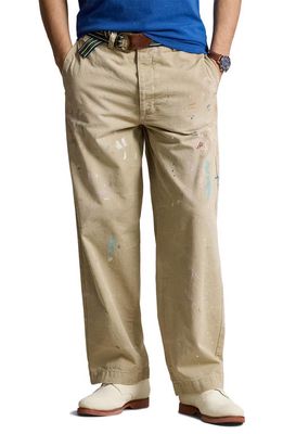 Polo Ralph Lauren Paint Spatter Cotton Twill Khaki Pants in Montaukett