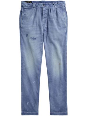 Polo Ralph Lauren paint splatter-print tapered trousers - Blue