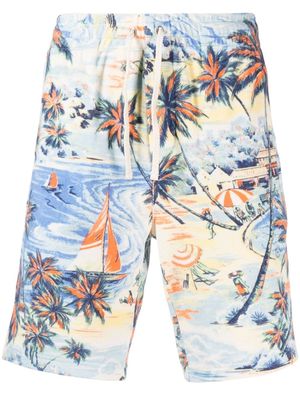 Polo Ralph Lauren palm-tree cotton-blend track shorts - Blue