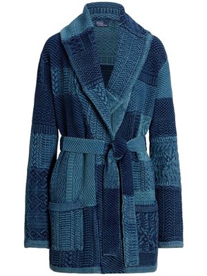 Polo Ralph Lauren patchwork belted cardi-coat - Blue