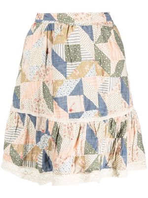 Polo Ralph Lauren patchwork-design flared skirt - Blue