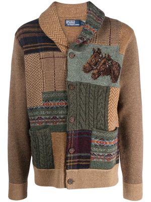Polo Ralph Lauren patchwork long-sleeve wool cardigan - Brown