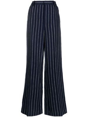 Polo Ralph Lauren pinstriped wide-leg linen trousers - Blue