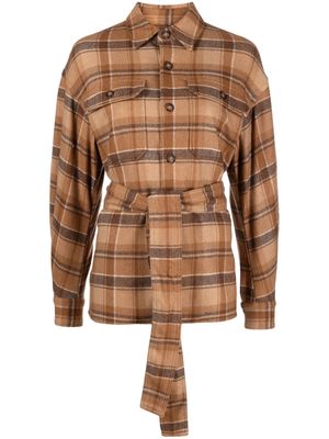 Polo Ralph Lauren plaid-check belted shirt - Brown