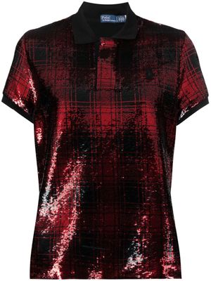 Polo Ralph Lauren plaid-check sequinned polo top - Red