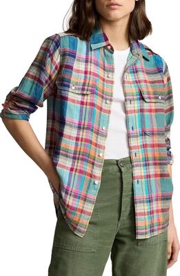 Polo Ralph Lauren Plaid Linen Button-Up Shirt in Multi Plaid