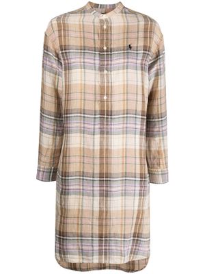 Polo Ralph Lauren plaid linen shirt dress - Brown