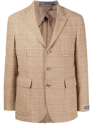 Polo Ralph Lauren plaid-print silk-wool suit jacket - Brown