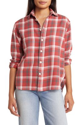 Polo Ralph Lauren Plaid Twill Cotton Button-Up Top in Outpost Red/Cream Multi